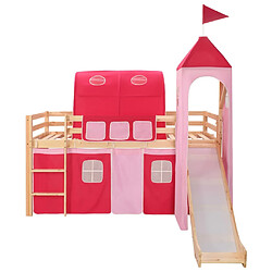 vidaXL Lit mezzanine d'enfants avec toboggan et échelle Pin 208x230 cm