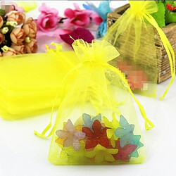 Wewoo Décorations de Fête 100 PCS Organza Gift Bags Emballage Bijoux Sac De Mariage Décoration De De MariageTaille 7x9cm D10 Jaune