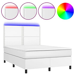 vidaXL Sommier à lattes de lit avec matelas et LED Blanc 140x190 cm