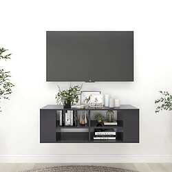 vidaXL Meuble TV mural Gris 102x35x35 cm Bois d’ingénierie