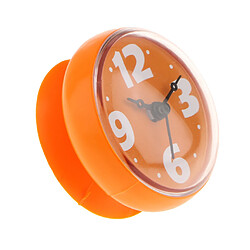 Acheter ventouse horloge murale horloge salle de bain douche silicone horloge, étanche orange