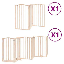 vidaXL Barrière pour chiens avec porte pliable 9panneaux bois peuplier