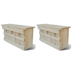 vidaXL Maisons pour moineau 2 pcs Bois 44 x 15,5 x 21,5 cm