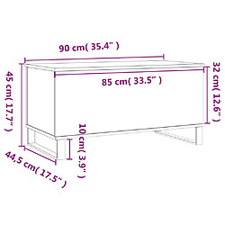 vidaXL Table basse Noir 90x44,5x45 cm Bois d'ingénierie pas cher