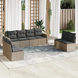 Maison Chic Salon de jardin 8 pcs avec coussins | Ensemble de Table et chaises | Mobilier d'Extérieur gris résine tressée -GKD90174