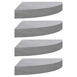 vidaXL Étagères d'angle murales 4 pcs Gris béton 35x35x3,8 cm MDF