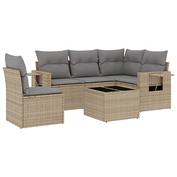 vidaXL Salon de jardin avec coussins 6 pcs beige résine tressée