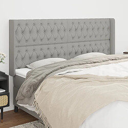 Maison Chic Tête de lit scandinave avec oreilles,meuble de chambre Gris clair 203x16x118/128 cm Tissu -MN78779