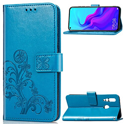 Wewoo Housse Coque Étui en cuir à motif de fleurs pressées Lucky Clover pour HuNova 4, avec support et emplacements pour cartes, ainsi que portefeuille dragonne (bleu)