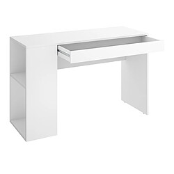 Avis Pegane Meuble de bureau, table de bureau en bois mélaminé avec 1 étagère et 1 tiroir coloris blanc - Longueur 115 x Profondeur 50 x Hauteur 74 cm