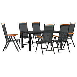 Maison Chic Ensemble de salle à manger de jardin 7 pcs,Table et chaises d'extérieur noir aluminium -GKD713449