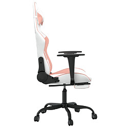 Avis vidaXL Chaise de jeu avec repose-pied Blanc et rose Similicuir