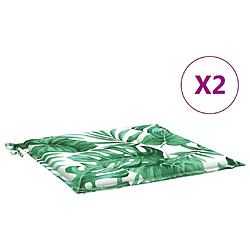 vidaXL Coussins de chaise lot de 2 motif de feuilles 50x50x3 cm tissu