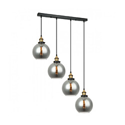 Luminaire Center Suspension industrielle et rétro Cardena Noir,abat jour verre fumé