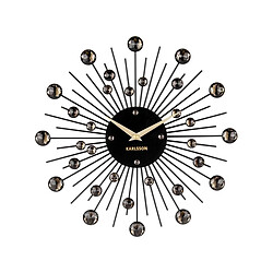 Karlsson Horloge ronde en métal Sunburst 30 cm noir.