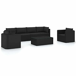 Maison Chic Salon de jardin 7 pcs + coussins - Mobilier/Meubles de jardin - Table et chaises d'extérieur Résine tressée Noir -MN41793