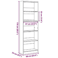 vidaXL Bibliothèque gris béton 60x24x176 cm bois d'ingénierie pas cher