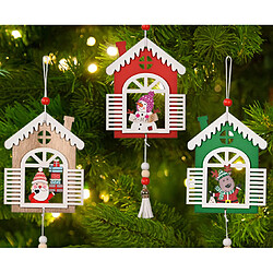 Avis C110 3PCS Maison de Noël Pendentif en bois Pendentif en bois Imprimer Pendentif Scène de Noël Décoration Ornements de Noël