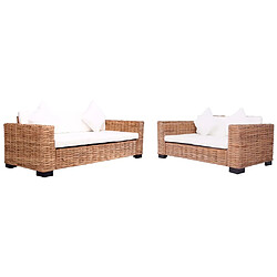 Maison Chic Ensemble de canapés de jardin 2 pcs, Canapé droit pour salon, Sofa Relax avec coussins Rotin naturel -GKD976498