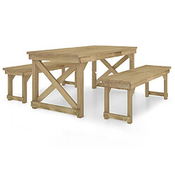 vidaXL Ensemble à manger de jardin 3 pcs Bois de pin imprégné