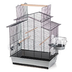 Duvoplus Cage à oiseaux avec accessoires Iza 3 58x38x65cm gris et noir