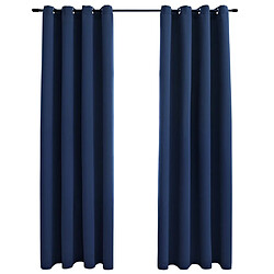 vidaXL Rideaux occultants avec anneaux en métal 2 pcs Bleu 140x245 cm