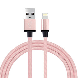 Wewoo Câble rose pour iPhone X / 8 et 8 Plus / 7 7 Plus / 6 6s 6 Plus 6s Plus / iPad 1m Tête en métal tressée 58 coeurs Lightning vers USB 2.0 Data / Chargeur,