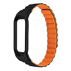 Bracelet en silicone absorption magnétique noir/orange pour votre Xiaomi Mi Band 3/4/5/6