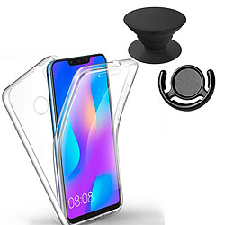 PHONECARE Kit Coque 3x1 360° Impact Protection + 1 PopSocket + 1 Support PopSocket Noir - Impact Protection - Huawei Honor 10 Lite