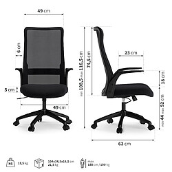 Sense7 Juno chaise de bureau ergonomique, chaise de bureau avec soutien lombaire, office chair réglable en hauteur, noir pas cher