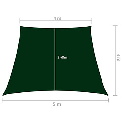 vidaXL Voile de parasol Tissu Oxford trapèze 3/5x4 m Vert foncé pas cher