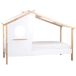 Homestyle4U Lit enfant 90x200 maison blanc