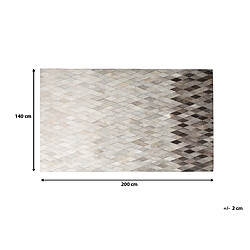 Beliani Tapis en cuir blanc et gris 140 x 200 cm MALDAN