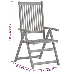 vidaXL Chaises inclinables de jardin lot de 2 Gris Bois solide acacia pas cher