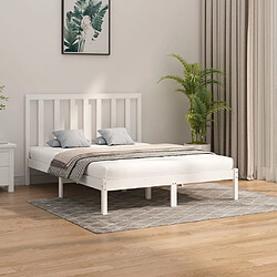 Maison Chic Lit adulte - Lit simple Cadre de lit,Structure du lit Contemporain Blanc Bois massif 160x200 cm -MN19445