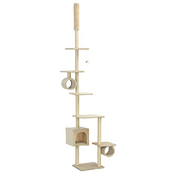 vidaXL Arbre à chat avec griffoirs en sisal 260 cm Beige