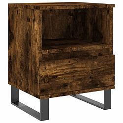 Maison Chic Table de chevet,Table de Nuit,Meuble de Rangement chêne fumé 40x35x50 cm bois d’ingénierie