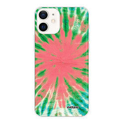 Coque iPhone 12 mini souple transparente Tie and Dye Corail Motif Ecriture Tendance Evetane