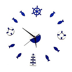 horloge de style méditerranéen horloge de gouvernail tour petit poisson diy horloge muette bleu