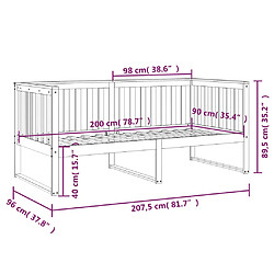 vidaXL Lit de jour sans matelas noir 90x200 cm bois de pin massif pas cher