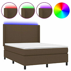 Maison Chic Lit adulte- Lit + matelas + LED,Sommier à lattes de lit matelas et LED Marron foncé 140x190 cm -GKD34361