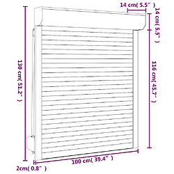 vidaXL Volet roulant aluminium 100x130 cm blanc pas cher