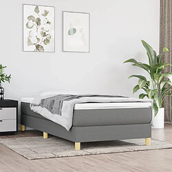 Maison Chic Lit Adulte - Lit simple Lit à sommier tapissier et matelas moelleux - Meuble de Chambre - Gris foncé 90x190 cm Tissu -MN66668