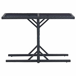 Maison Chic Table de jardin | Table d'extérieur Noir 110x53x72 cm Verre et résine tressée -GKD34115