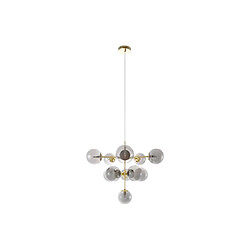 Vente-Unique Lustre en métal et verre fumé brillant - 11 globes - D. 61 x H. 144 cm - Doré - SOFIA