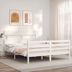 Avis Maison Chic Lit adulte - Cadre Structure de lit avec tête de lit Contemporain blanc 160x200 cm bois massif -MN40774