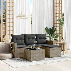 Maison Chic Salon de jardin 4 pcs avec coussins | Ensemble de Table et chaises | Mobilier d'Extérieur gris résine tressée -GKD75244