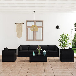 Maison Chic Salon de jardin 7 pcs + coussins - Mobilier/Meubles de jardin - Table et chaises d'extérieur Résine tressée Noir -MN41793