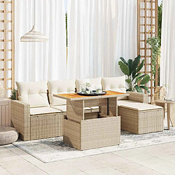 vidaXL Salon de jardin avec coussins 6 pcs beige résine tressée