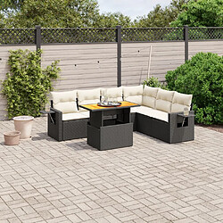 Maison Chic Ensemble Tables et chaises d'extérieur 7pcs avec coussins,Salon de jardin noir résine tressée -GKD306199